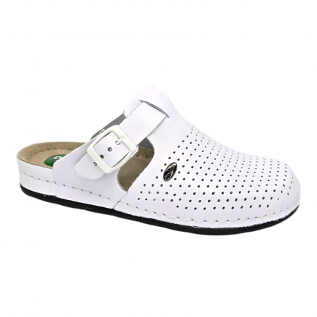 Csukott klumpa - 1014 -es női Dr Feet bőr papucs - fehér