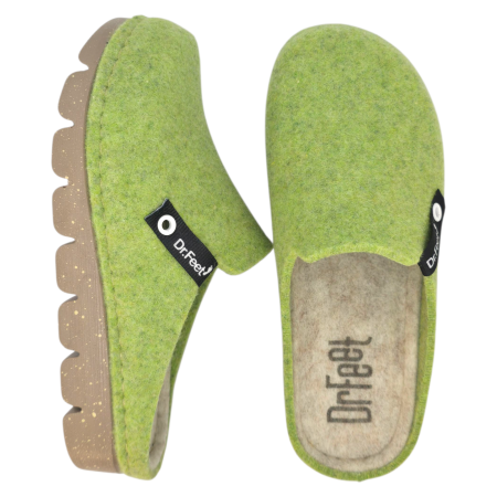 1107 -es női Dr Feet gyapjú papucs - alma zöld [5]