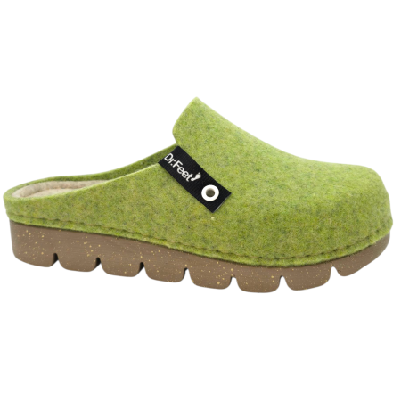 DR FEET LÁBBELI - 1107 -es női Dr Feet gyapjú papucs - alma zöld