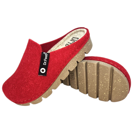 1107 -es női Dr Feet gyapjú papucs - piros [6]