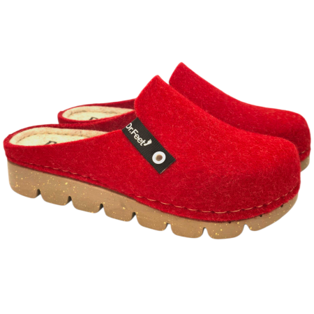 1107 -es női Dr Feet gyapjú papucs - piros [1]