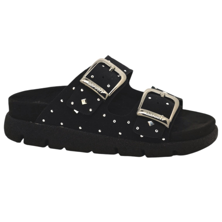 Lábbeli - 16034 -es női Dr Feet bőr papucs - fekete