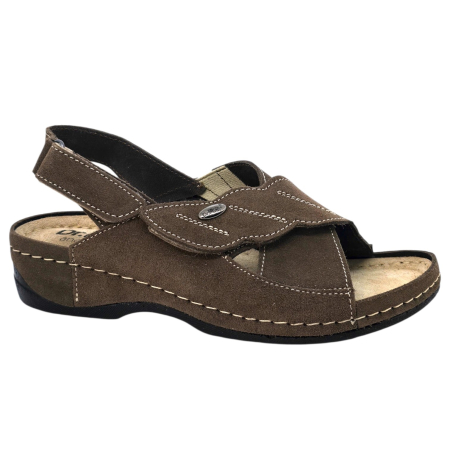 Lábbeli - 2084 -es női Dr Feet bőr szandál - sötét barna