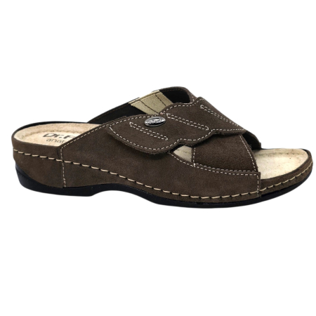 Lábbeli - 2085 -ös női Dr Feet bőr papucs - sötét barna