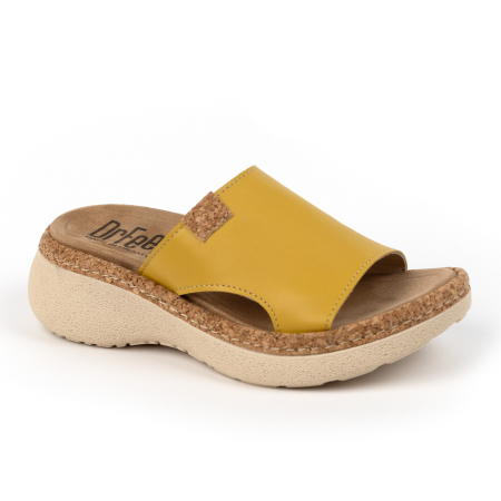 DR FEET LÁBBELI - 21005 -ös női Dr Feet bőr papucs - mustár sárga
