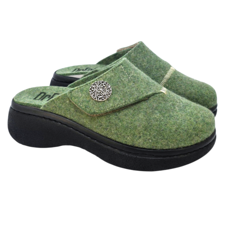 21008 -es női Dr Feet gyapjú papucs - sötét zöld [1]