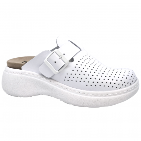 Csukott klumpa - 21010 -es női Dr Feet bőr papucs - fehér