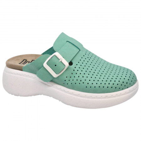 Csukott klumpa - 21010 -es női Dr Feet bőr papucs - zöld
