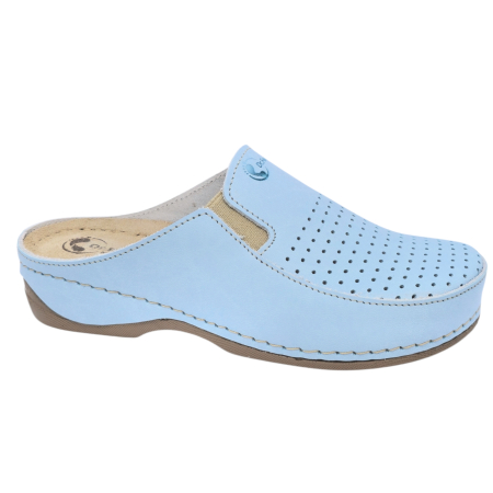 Csukott klumpa - 2106 -os női Dr Feet bőr papucs - világos kék