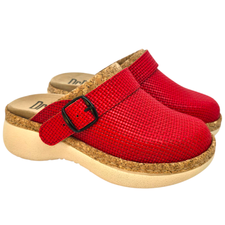 21200 -as női Dr Feet bőr papucs - piros [1]