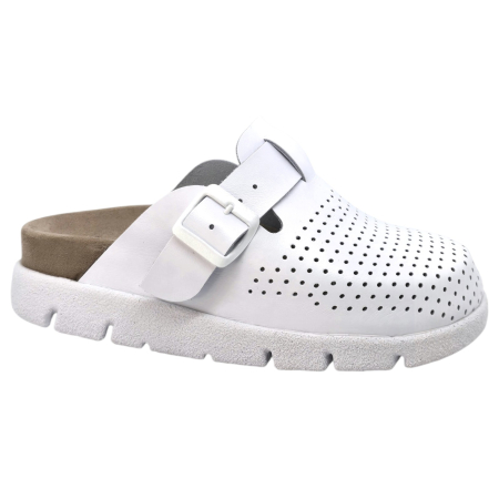 Lábbeli - 22100 -as női Dr Feet bőr papucs - fehér