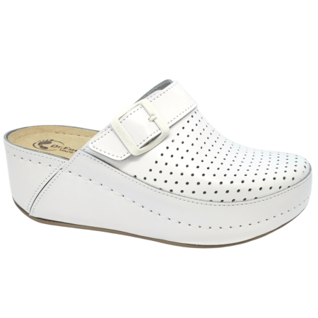 Csukott klumpa - 3021 -es női Dr Feet bőr papucs - fehér