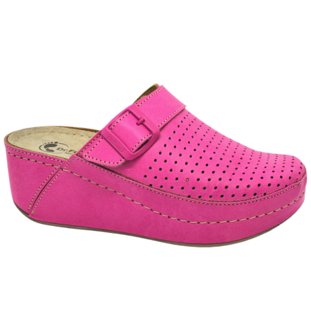 Csukott klumpa - 3021 -es női Dr Feet bőr papucs - rózsaszín