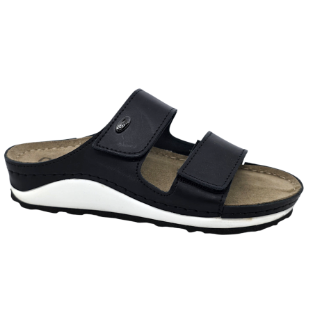 Lábbeli - 4001 -es női Dr Feet bőr papucs - fekete