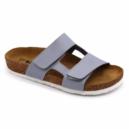 Női nyitott papucs - Leon - 4051 -es női Leon bőr nyitott papucs – világos kék
