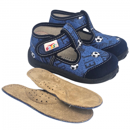5 -ös gyerek Doss házi papucs - kék focilabdás Lábbeli - 5 -ös gyerek Doss házi papucs - kék focilabdás