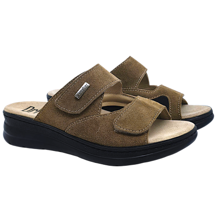 5012 -es női Dr Feet bőr papucs - barna [1]