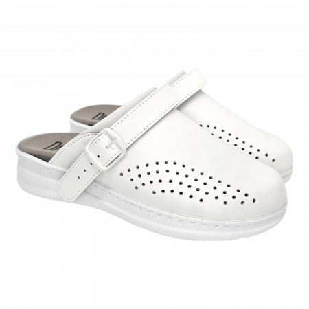 5046 -es női Dr Feet bőr papucs - fehér - kivehető talpbetét [1]