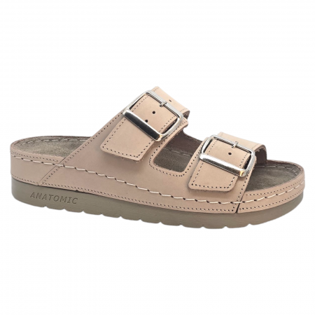 NYÁRI NŐI LÁBBELI KOLLEKCIÓ - 593 -as női Doss bőr papucs - beige