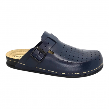 8001 -es férfi Dr Feet bőr papucs - sötét kék [0]