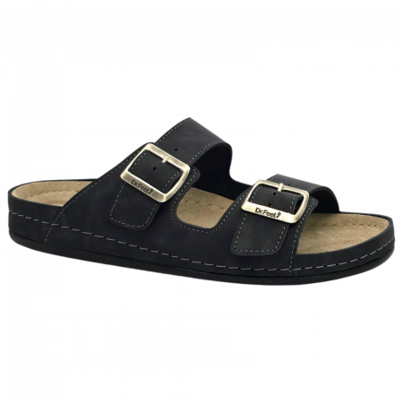 ***ÚJ KOLLEKCIÓ*** - 8003 -as férfi Dr Feet bőr papucs - fekete