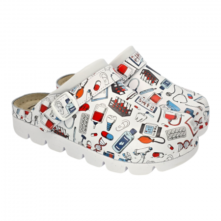 9010 -es női Dr Feet bőr papucs - fehér orvosi [1]
