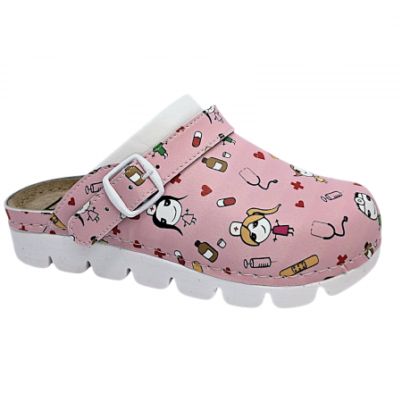 Csukott klumpa - 9010 -es női Dr Feet bőr papucs - medical pink