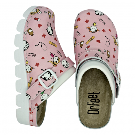 9010 -es női Dr Feet bőr papucs - medical pink [4]