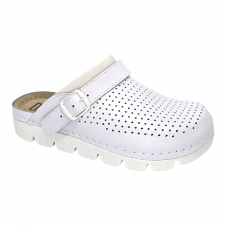 Csukott klumpa - 9014 -es női Dr Feet bőr papucs - fehér