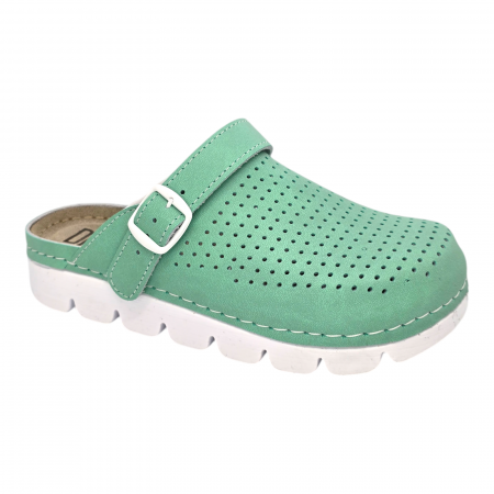 Csukott klumpa - 9014 -es női Dr Feet bőr papucs - zöld