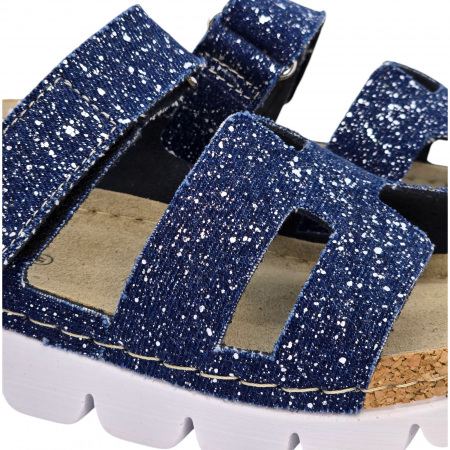9018 -as női Dr Feet bőr papucs - farmer kék [4]