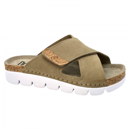 NYÁRI NŐI LÁBBELI KOLLEKCIÓ - 9019 -es női Dr Feet bőr papucs - cappuccino