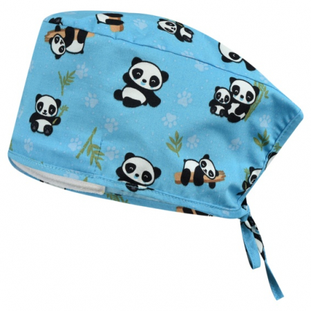 Orvosi ruhák - Kék műtös sapka panda mintával