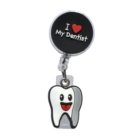 Divatos kiegészítők - Kerek kihúzható jelvény tartó - I love my dentist