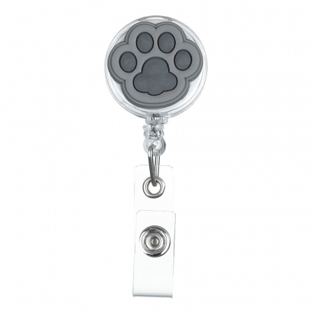 Kihúzható jelvény tartók - Kerek kihúzható jelvény tartó - Grey Paw