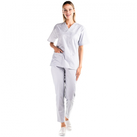 Orvosi ruhák - Műtös együttes PREMIUM unisex - ezüst szürke