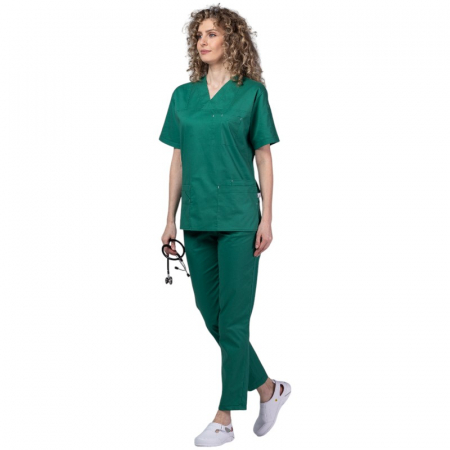 Orvosi ruhák - Műtös együttes PREMIUM unisex - forest zöld