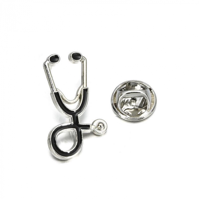 Brosa stetoscop - argintiu cu negru [1]