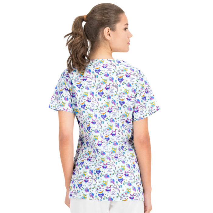 Bluza medicala alba cu bufnite [3]