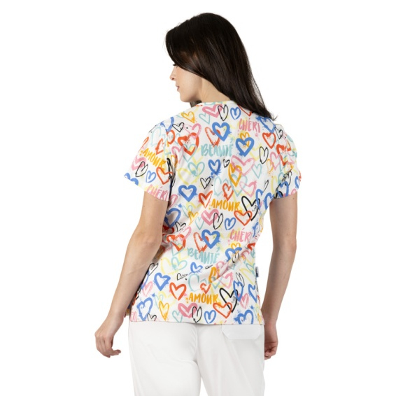 Bluza medicala alba cu inimioare [2]