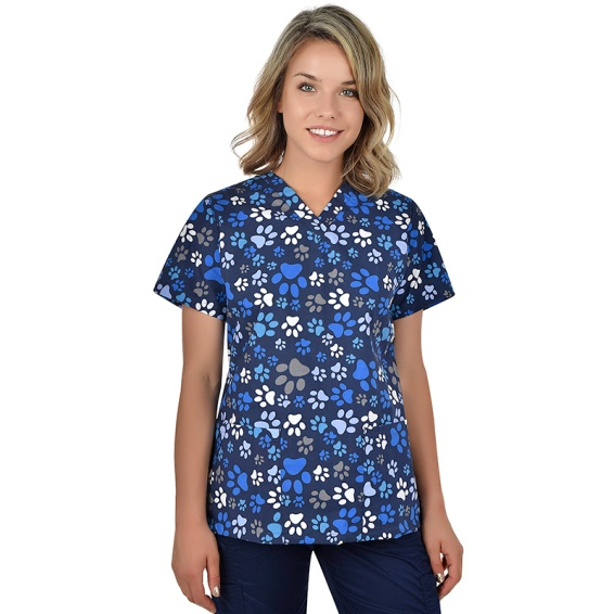 Bluza medicala albastra cu labute [2]