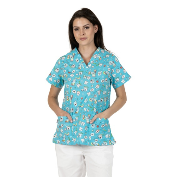 Bluza medicala albastru deschis cu dintisori 2 [2]