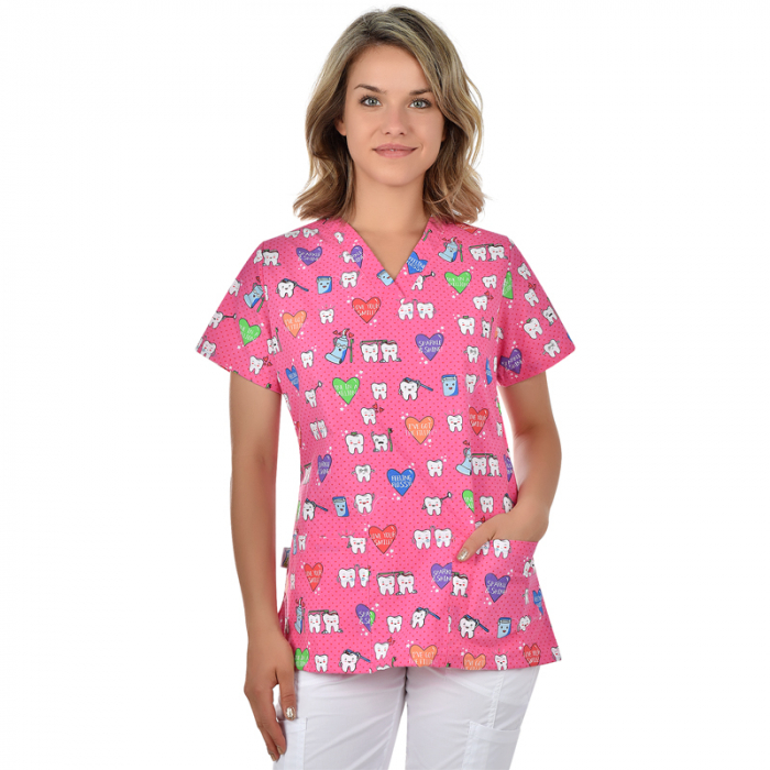 Bluza medicala roz cu dintisori [2]