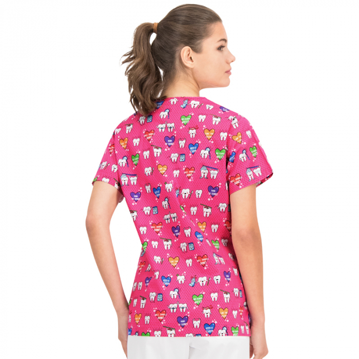 Bluza medicala roz cu dintisori [3]