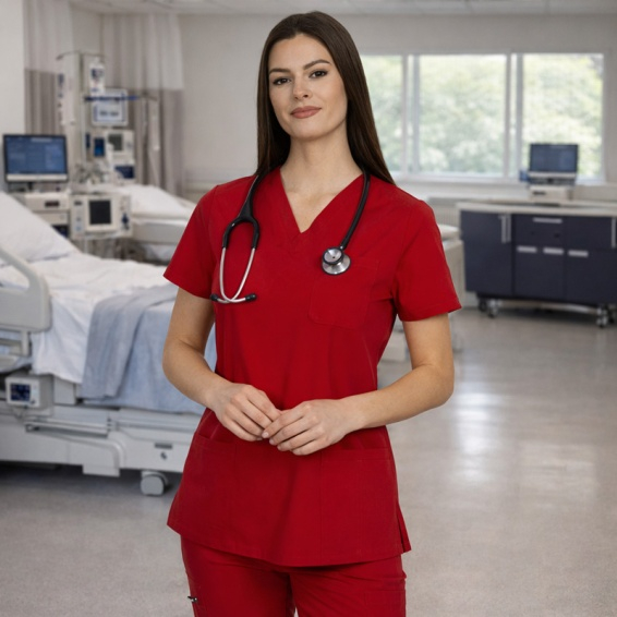 Costum medical Bella - rosu [5]