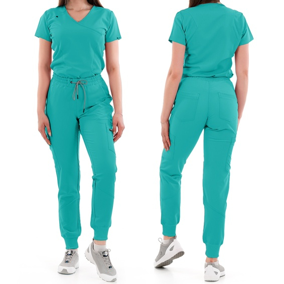 Costum medical Justina dama - turcoaz verde [3]