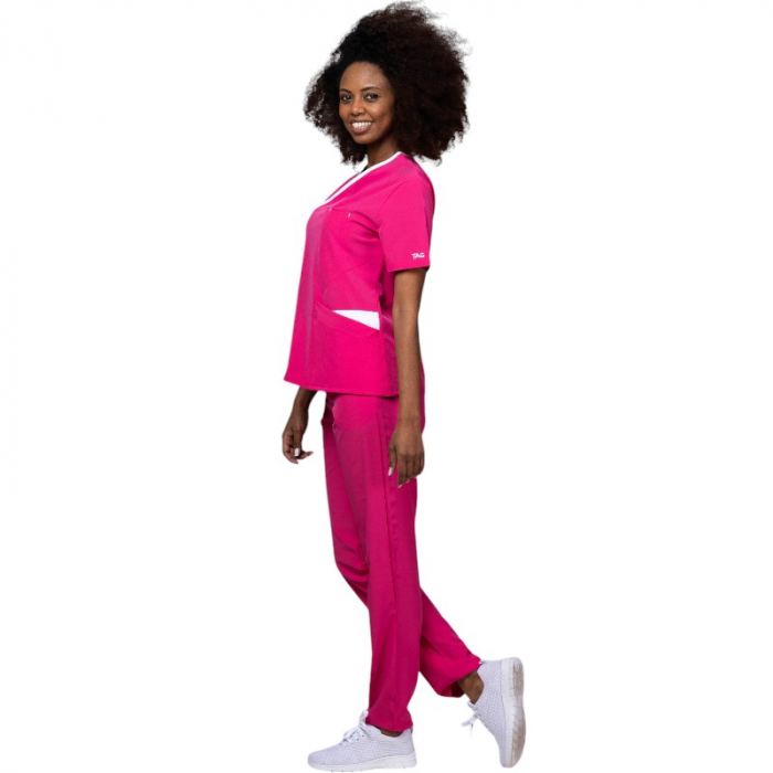 Costum medical Onyx dama - ciclam cu paspol alb [3]