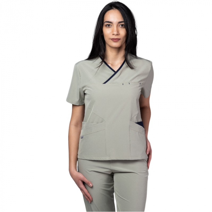 Costum medical Onyx dama - gri cu paspol bluemarin [3]