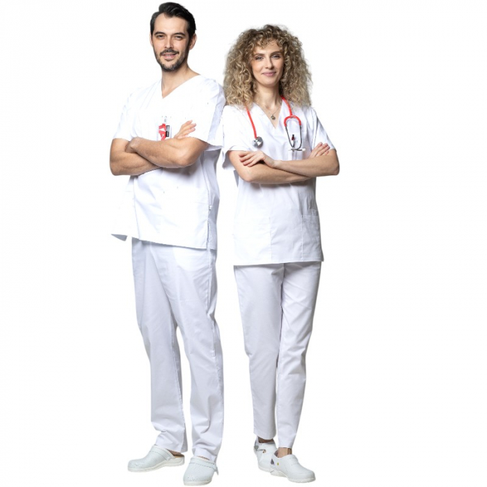 Costum medical PREMIUM unisex - alb [5]