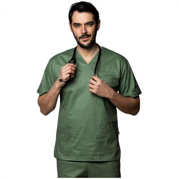 Costum medical PREMIUM unisex - verde khaki [5]